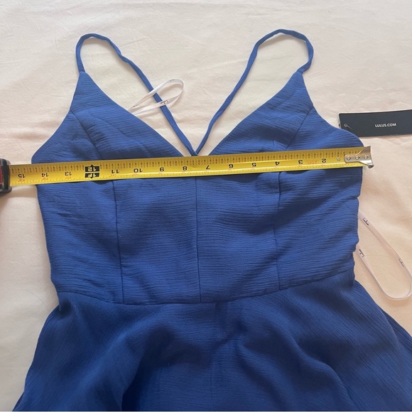 NWT Lulus Troulos Royal Blue Lace Up Midi Dress Skater Gauze Size Small - Picture 11 of 15